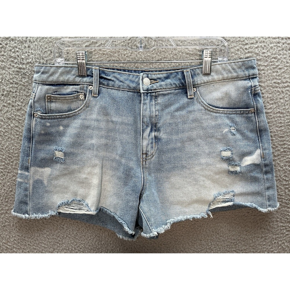 Time And Tru Shorts Womens 14 Blue High Rise Cut‎ Off Distressed Denim Preppy